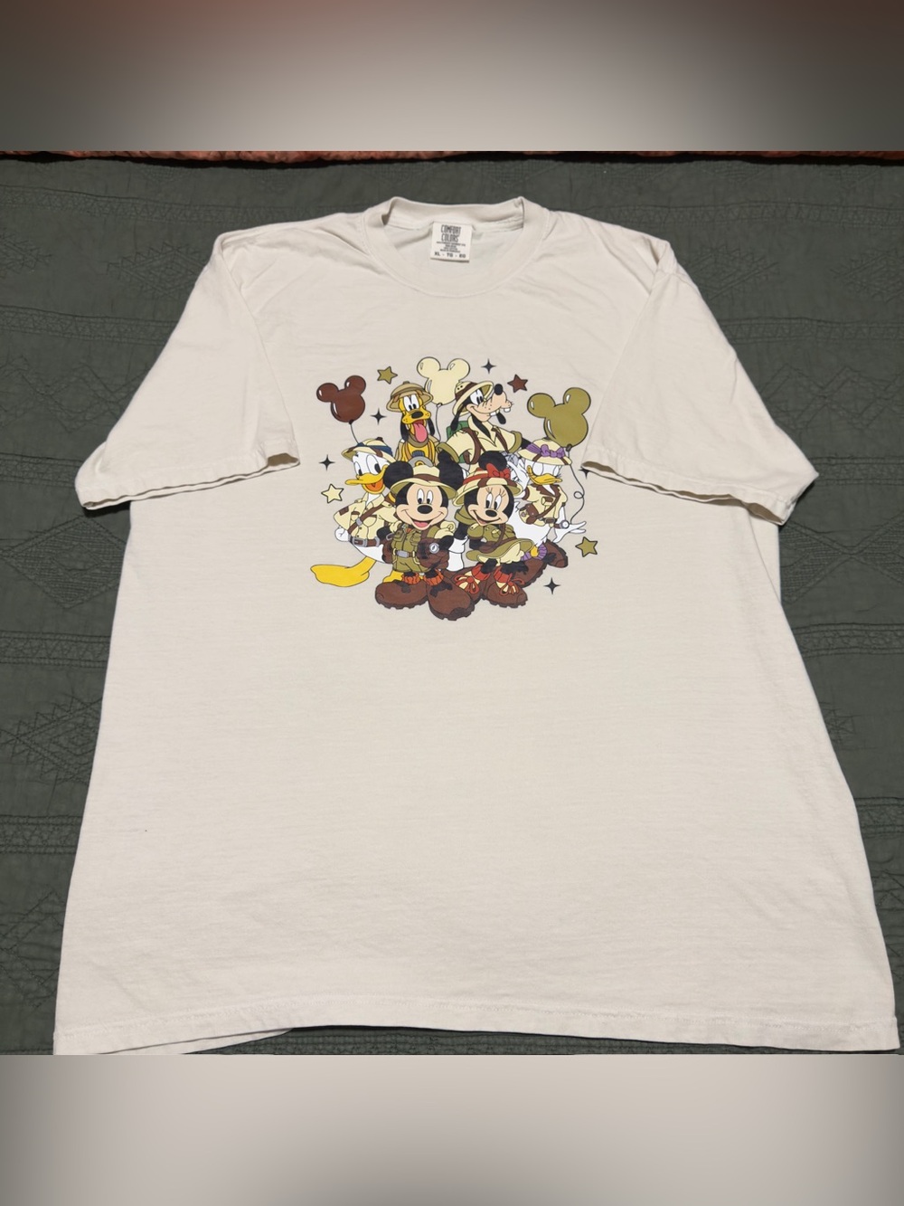 Disney Mickey & Friends Safari Graphic Comfort Colors T-Shirt XL Cream